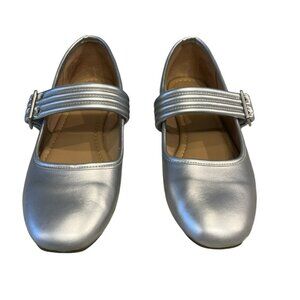 Sonoma Womens Silver Mary Jane Flats Ortholite Eco Comfort Shoes Size 9.5 M